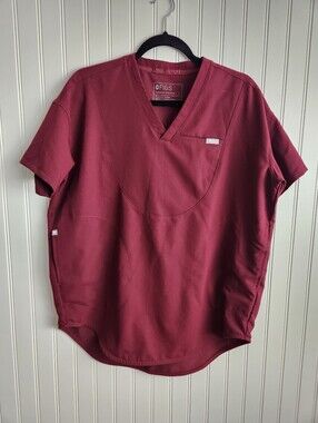 FIGS Men's Maroon Technical Collection Healthcare Scrub Top Small